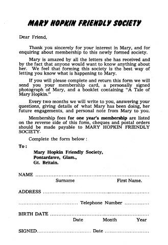 Mary Hopkin Fan Club Page 5
