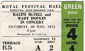Mary Hopkin Festival Hall Ticket