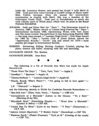 Mary Hopkin Fan Club Page 4