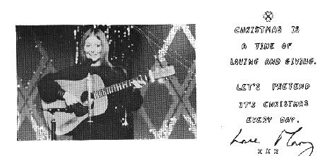 Mary Hopkin Fan Club Christmas Card 1